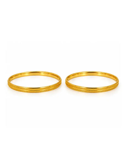 Gold Plated Textured Mesh Bangle Set