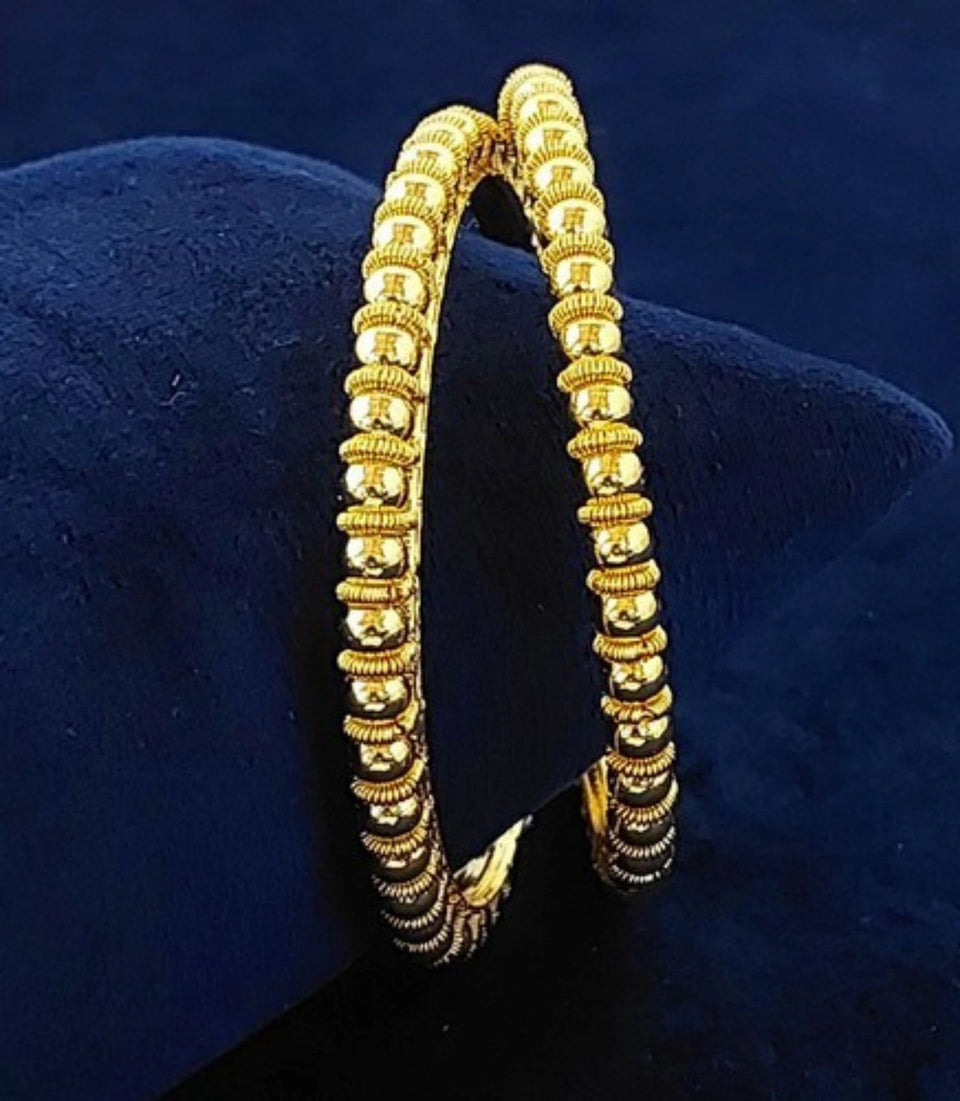 Gold Plated Beads Design Bangle Set