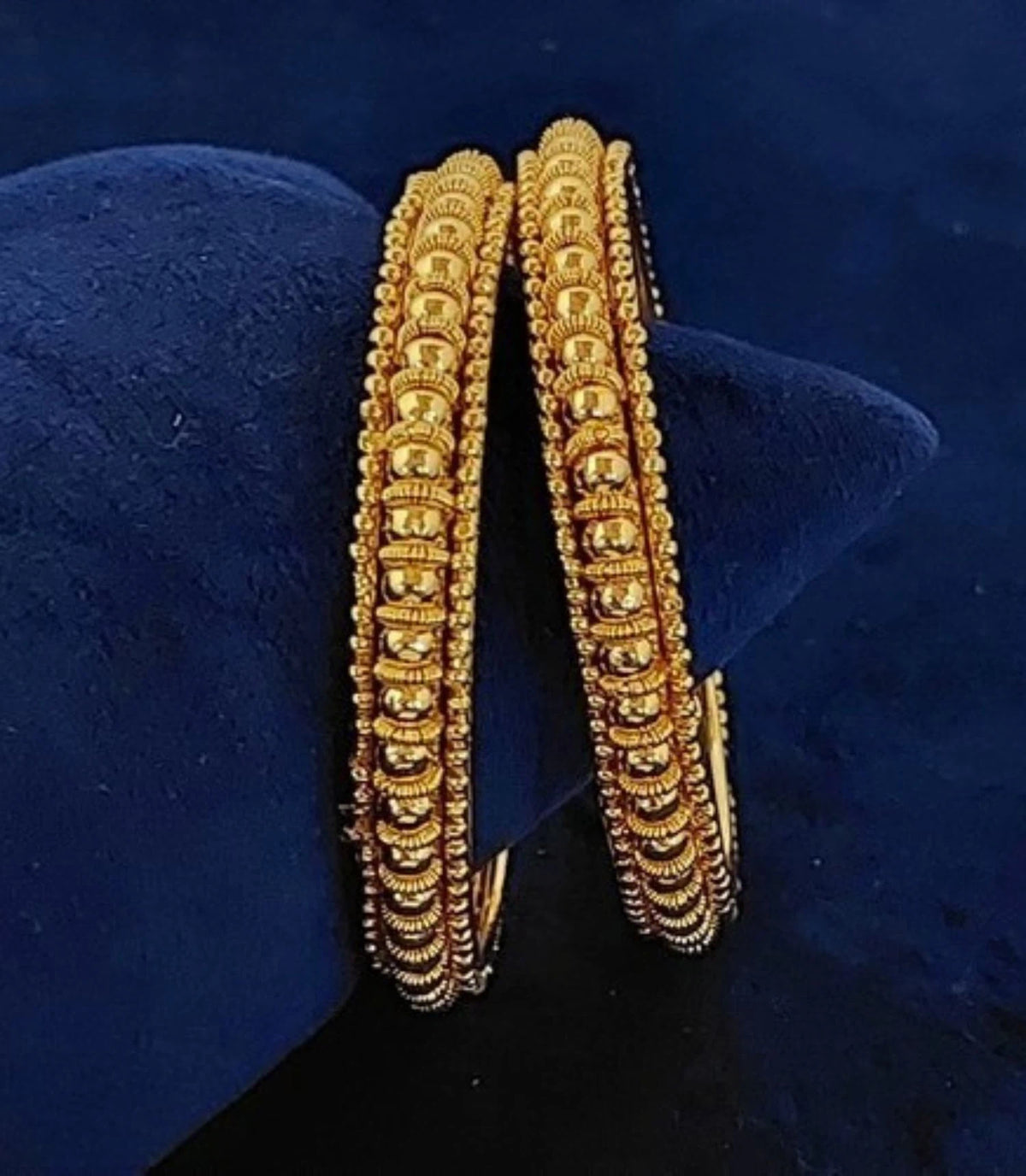 Gold Plated Consecutive Beads Bangle Set