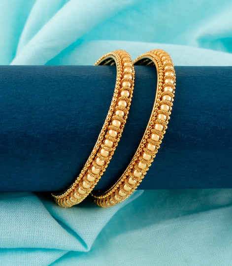 Gold Plated Consecutive Beads Bangle Set