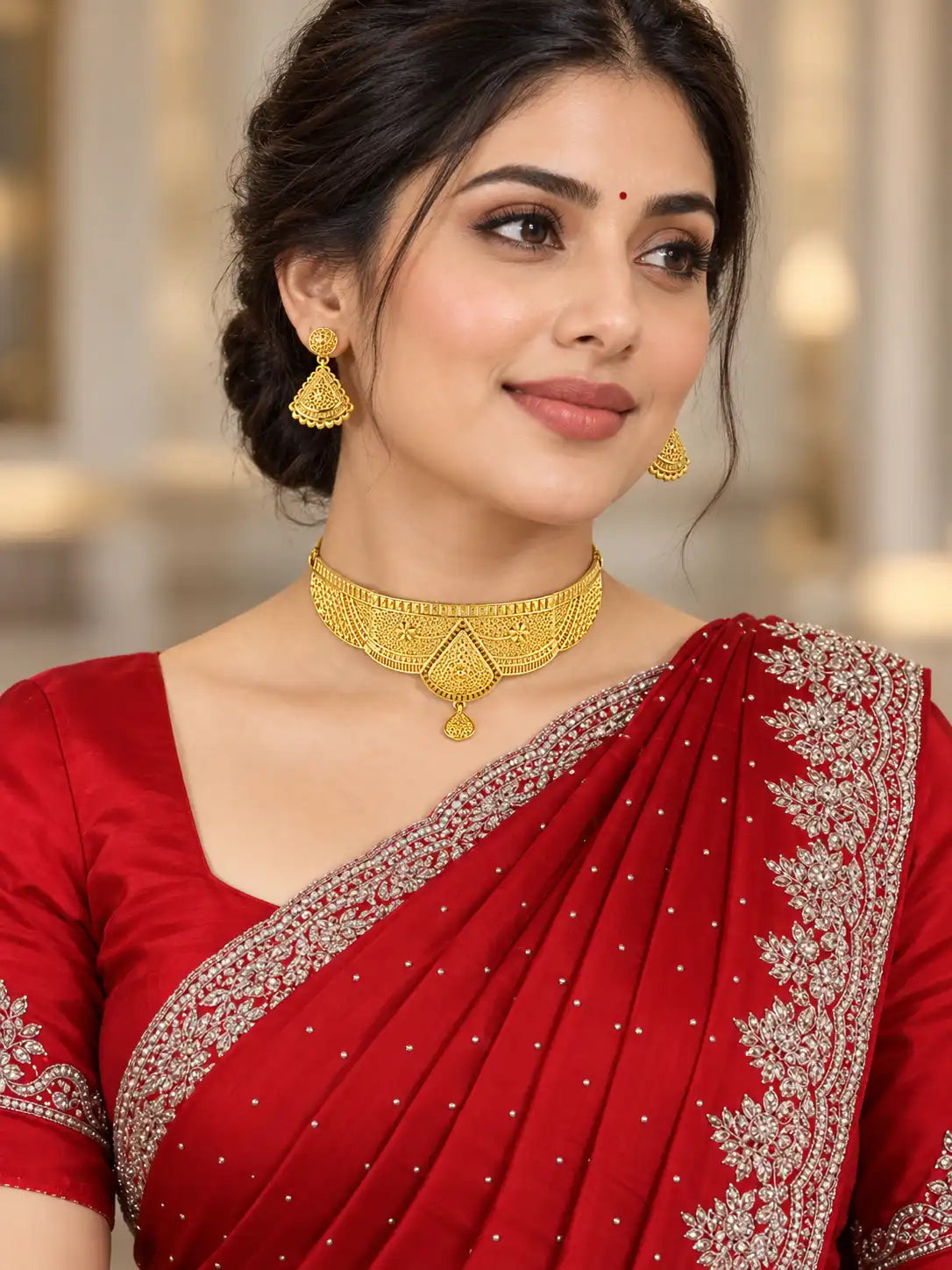 Gold Plated Wedding Filigree Choker Set