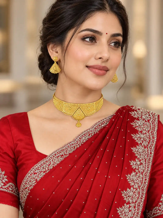 Gold Plated Wedding Filigree Choker Set