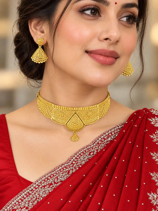 Gold Plated Wedding Filigree Choker Set