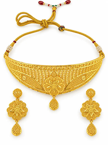 Gold Plated Wedding Floral Filigree Choker