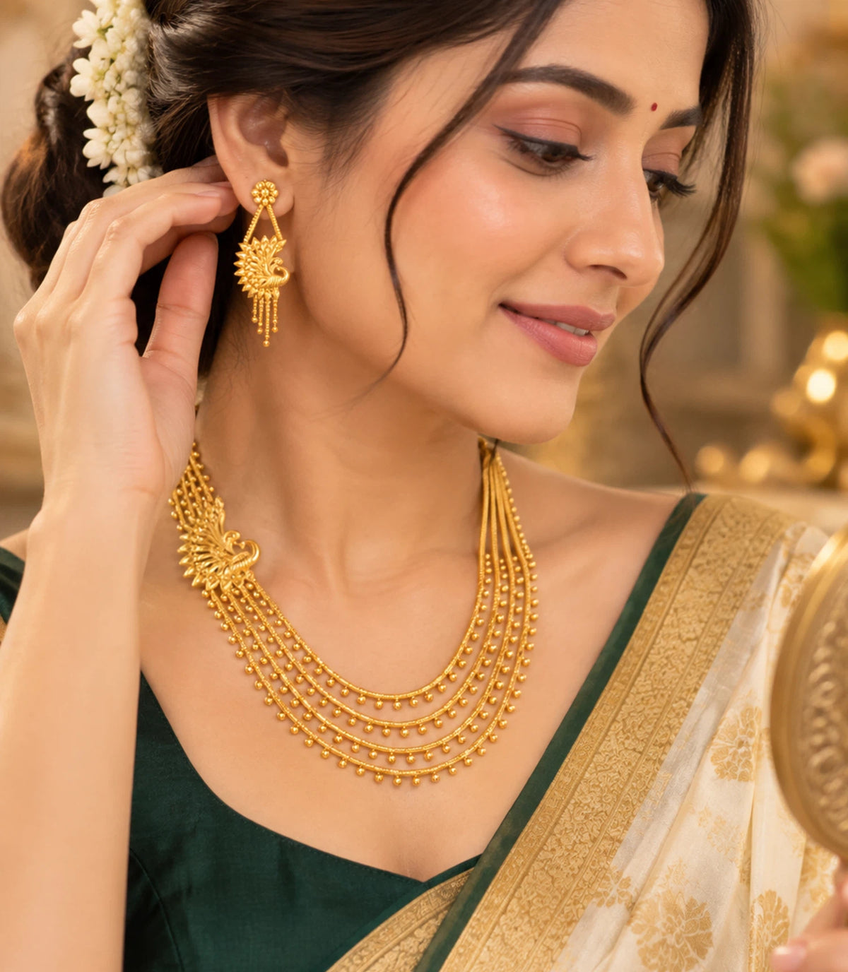 Gold Plated Layered Long Necklace