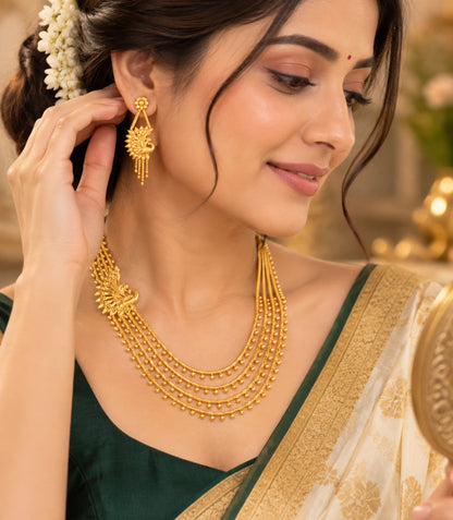 Gold Plated Layered Long Necklace