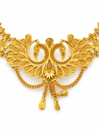 Gold Plated Twin Peacock Crest Choker Set