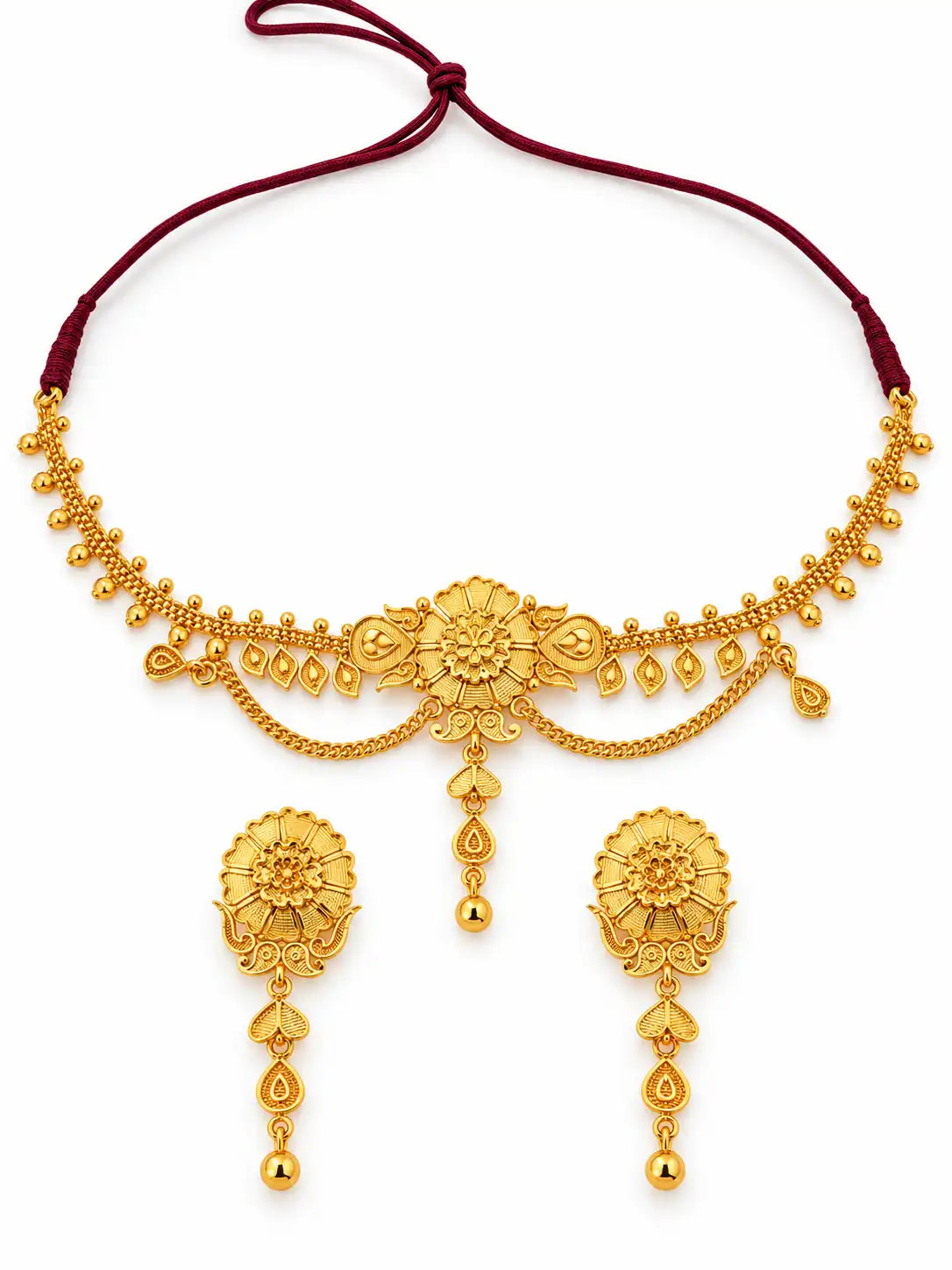 Gold Plated Festive Floral Vine Choker Set