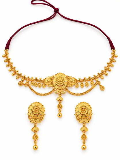 Gold Plated Festive Floral Vine Choker Set