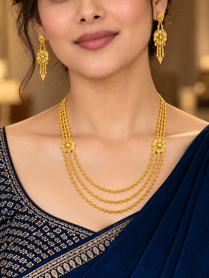 Gold Plated Wedding Layered Long Necklace