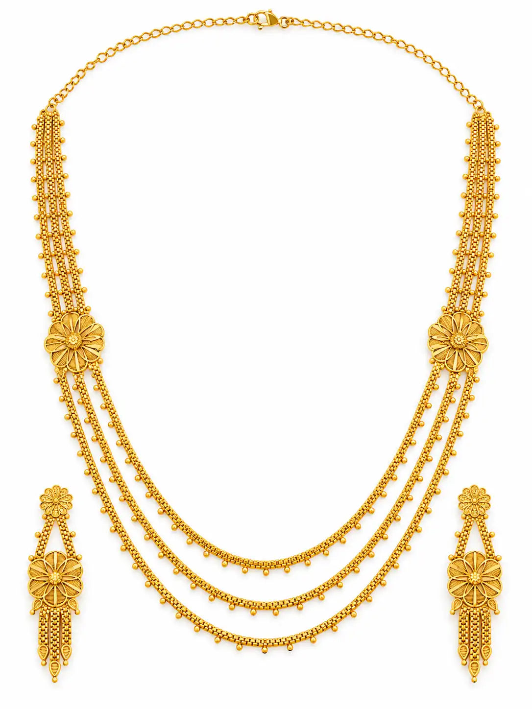 Gold Plated Wedding Layered Long Necklace