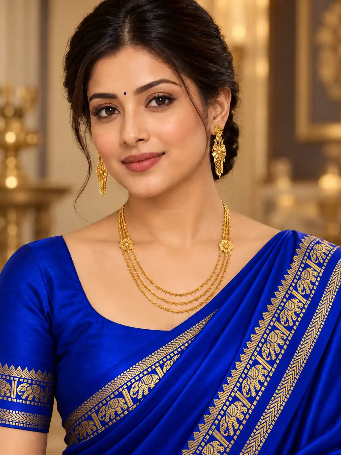 Gold Plated Wedding Layered Long Necklace