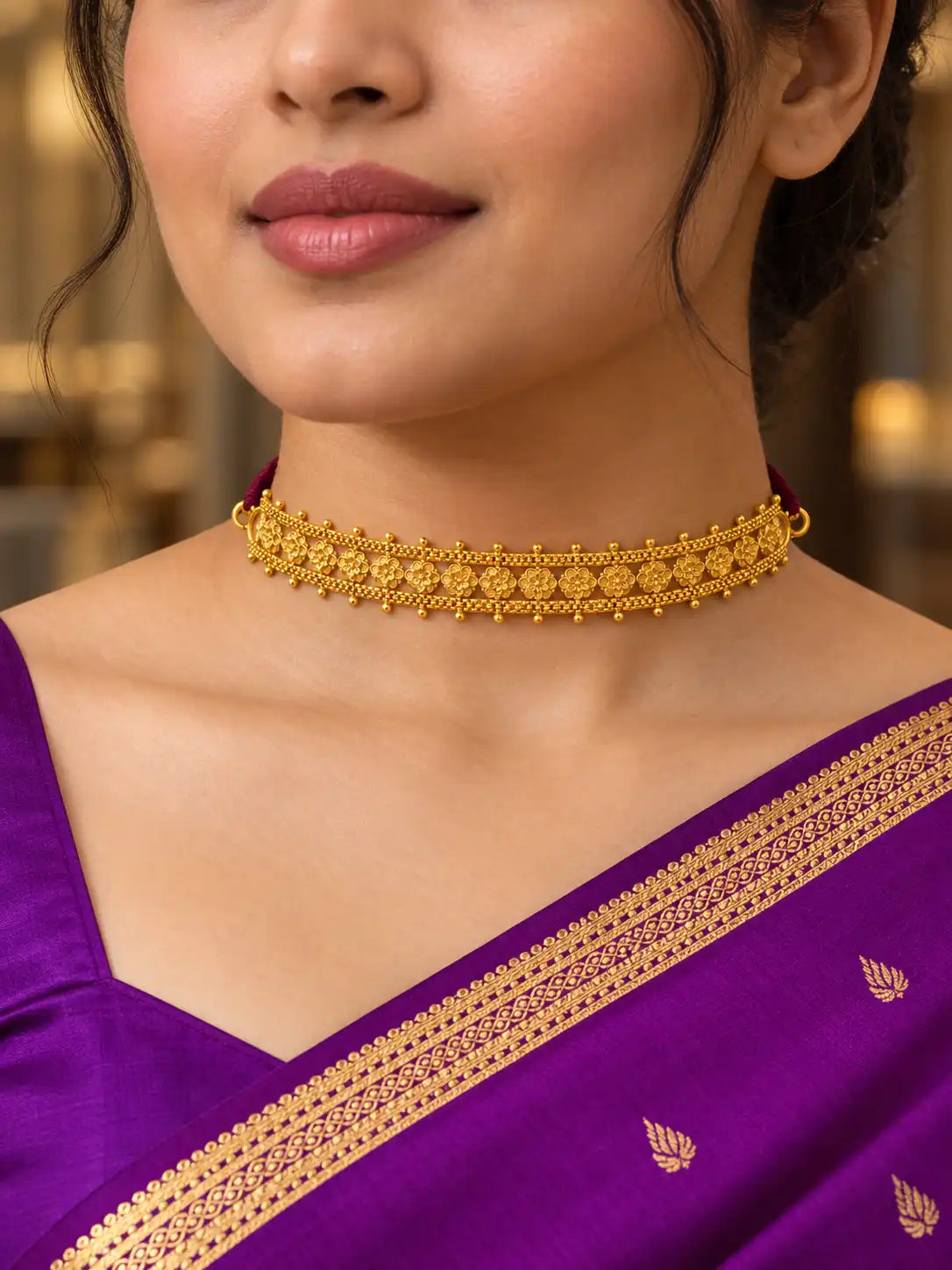 Gold Plated Delicate Floral Bloom Choker