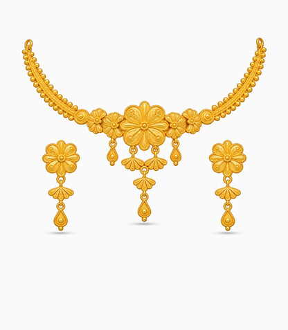 Gold Plated Floral Bloom Choker Set
