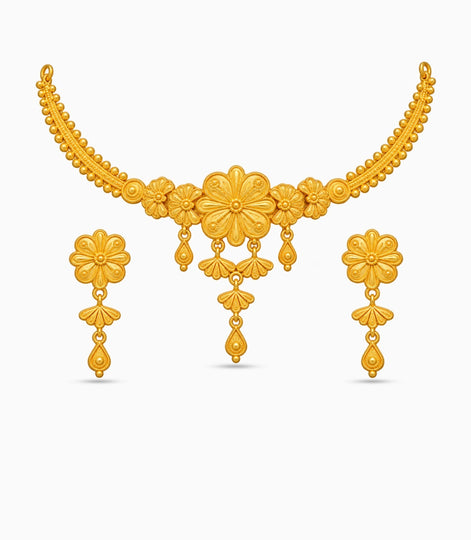 Gold Plated Floral Bloom Choker Set
