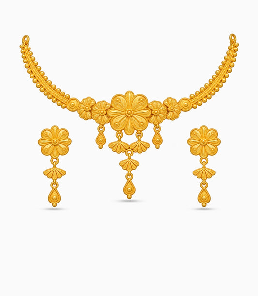 Gold Plated Floral Bloom Choker Set