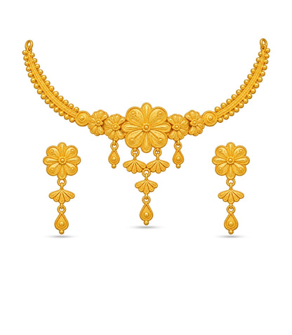 Gold Plated Floral Bloom Choker Set