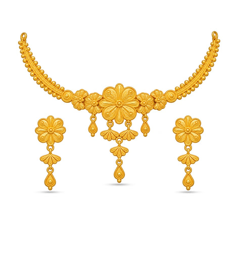 Gold Plated Floral Bloom Choker Set
