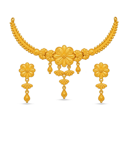Gold Plated Floral Bloom Choker Set