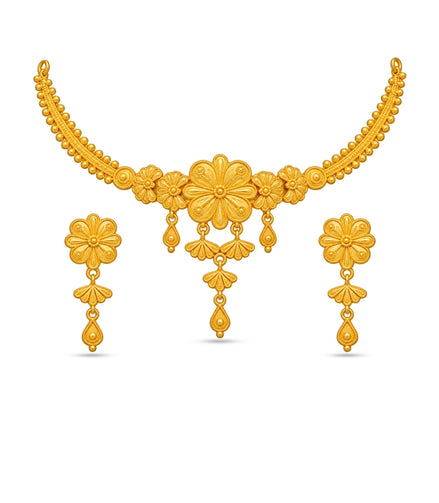 Gold Plated Floral Bloom Choker Set