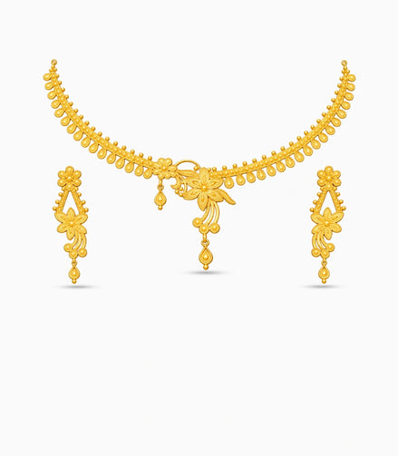 Gold Plated Floral Vine Necklace Set