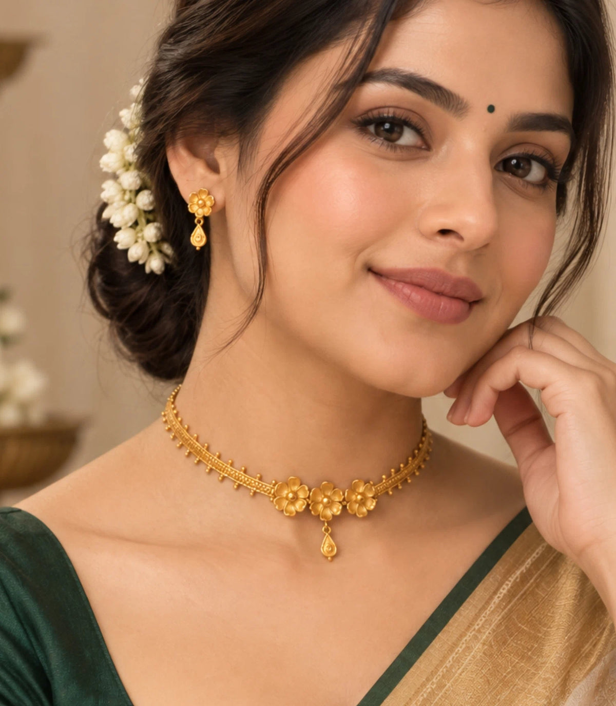 Gold Plated Delicate Floral Choker