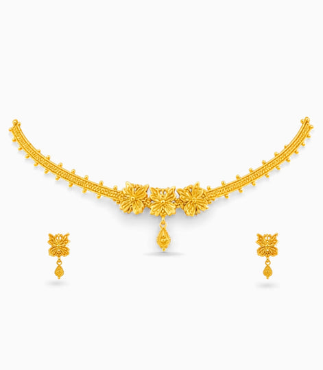 Gold Plated Tripple Floral Choker