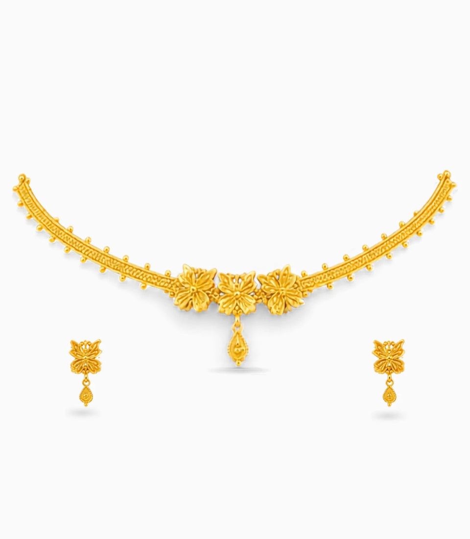 Gold Plated Tripple Floral Choker