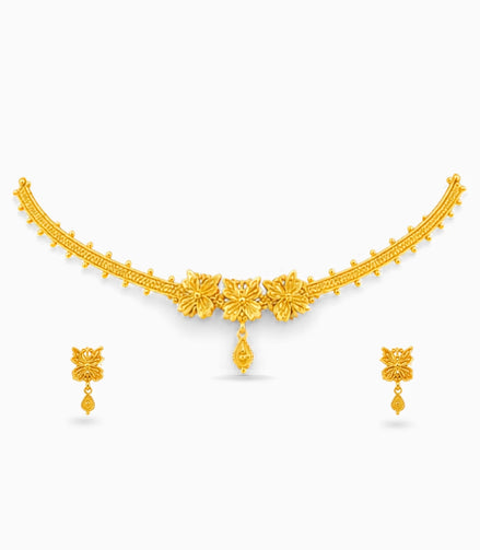 Gold Plated Tripple Floral Choker