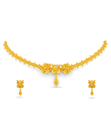 Gold Plated Tripple Floral Choker
