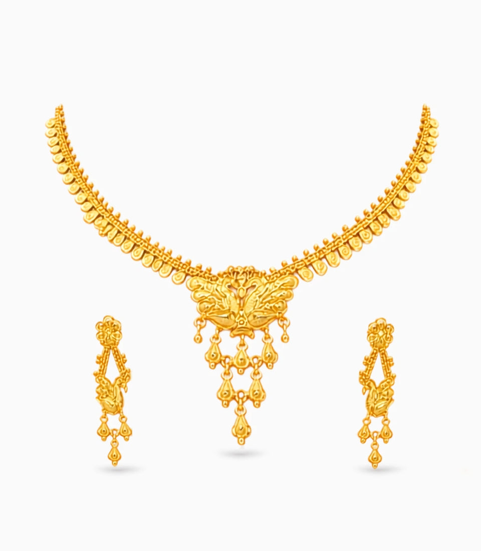 Gold Plated Traditional Peacock Motif Necklace Set