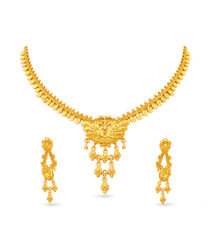 Gold Plated Traditional Peacock Motif Necklace Set