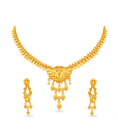Gold Plated Traditional Peacock Motif Necklace Set