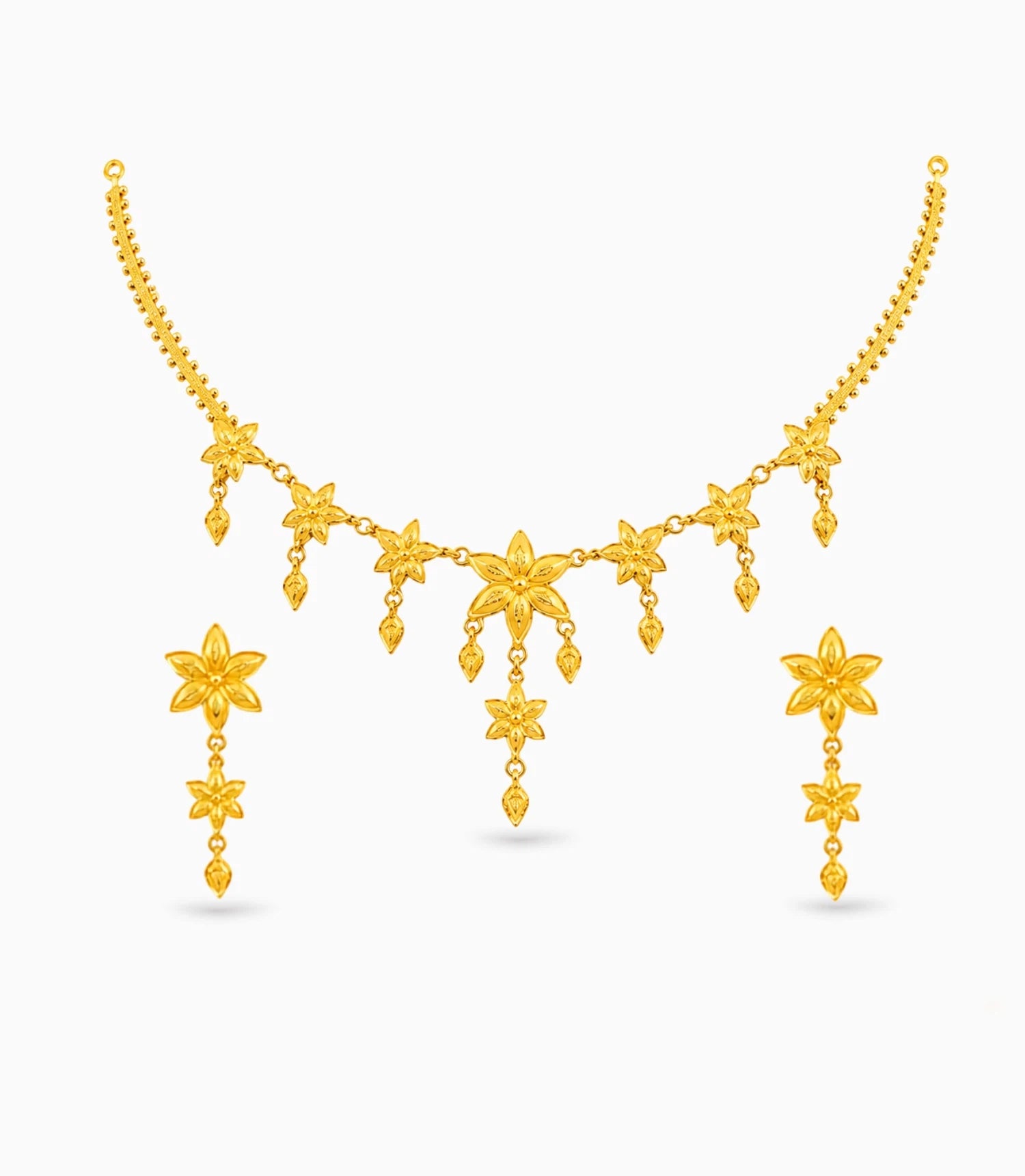 Gold Plated Elegant Floral Motif Necklace Set