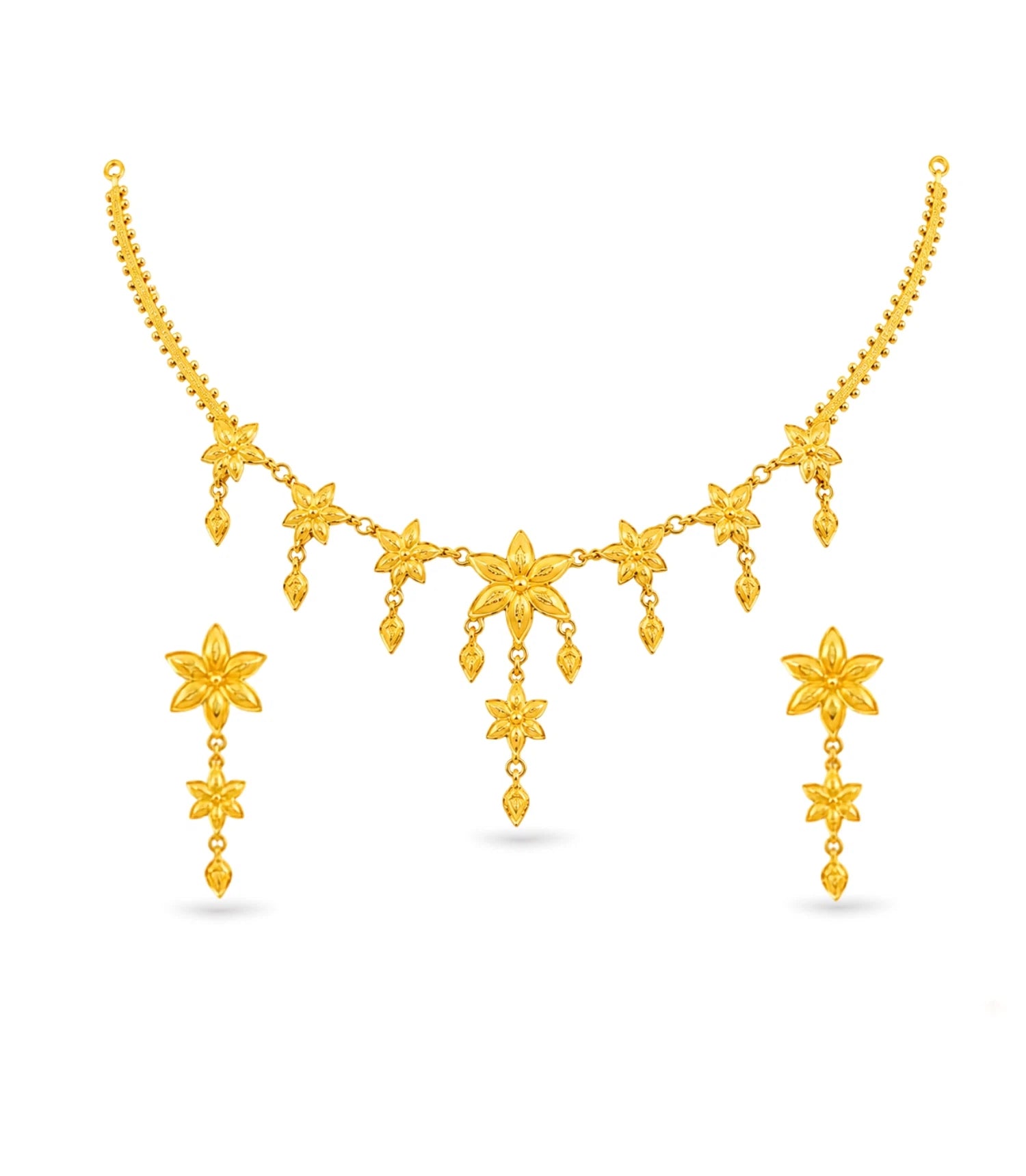 Gold Plated Elegant Floral Motif Necklace Set
