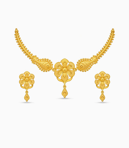 Gold Plated Floral Paisle Choker Set