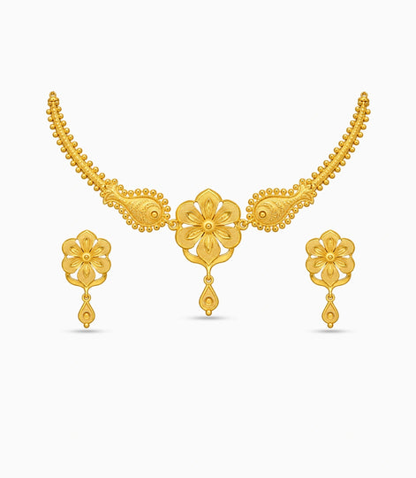 Gold Plated Floral Paisle Choker Set