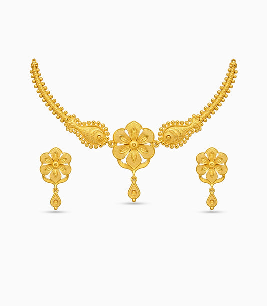 Gold Plated Floral Paisle Choker Set