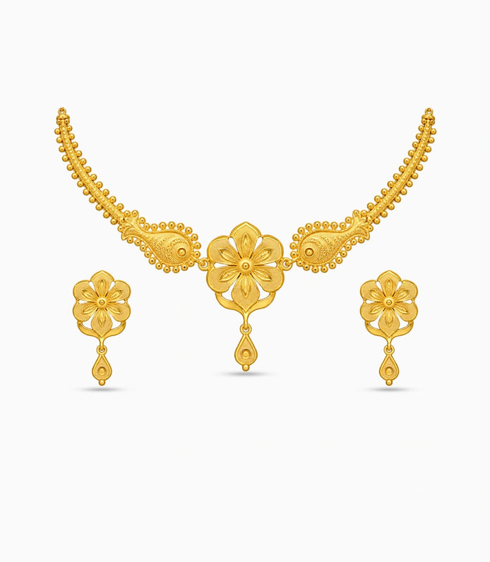 Gold Plated Floral Paisle Choker Set
