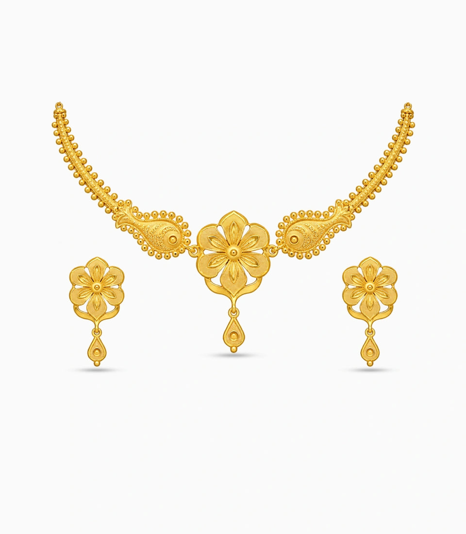 Gold Plated Floral Paisle Choker Set
