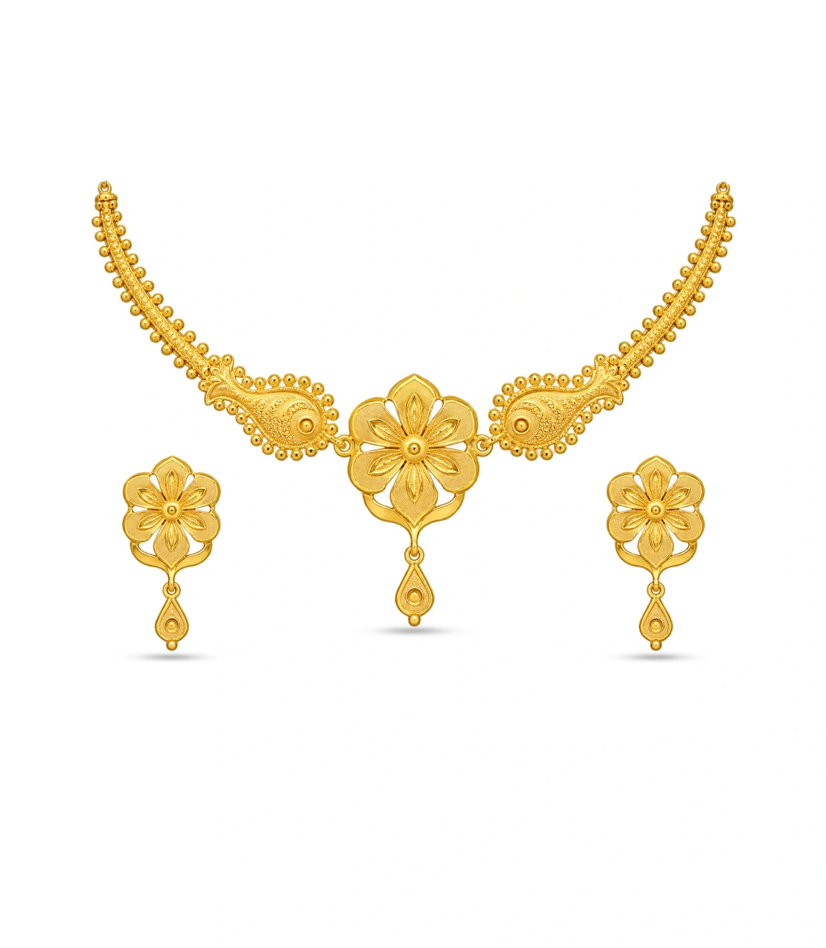 Gold Plated Floral Paisle Choker Set