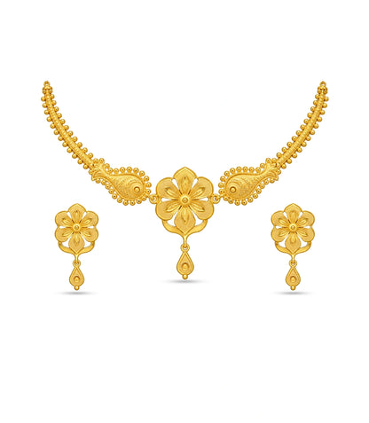 Gold Plated Floral Paisle Choker Set