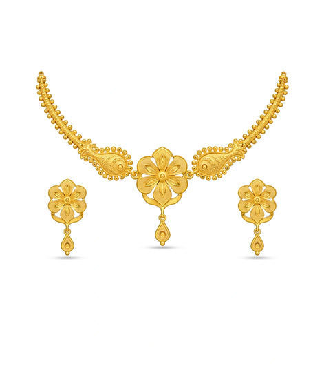 Gold Plated Floral Paisle Choker Set