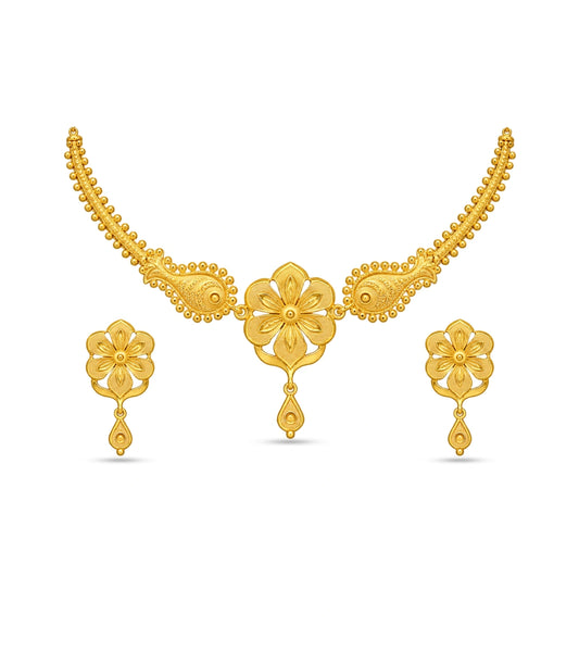 Gold Plated Floral Paisle Choker Set