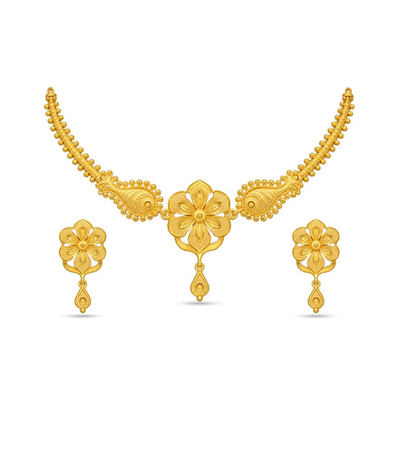 Gold Plated Floral Paisle Choker Set