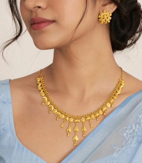 Gold Plated Geometric Filigree Necklace Set