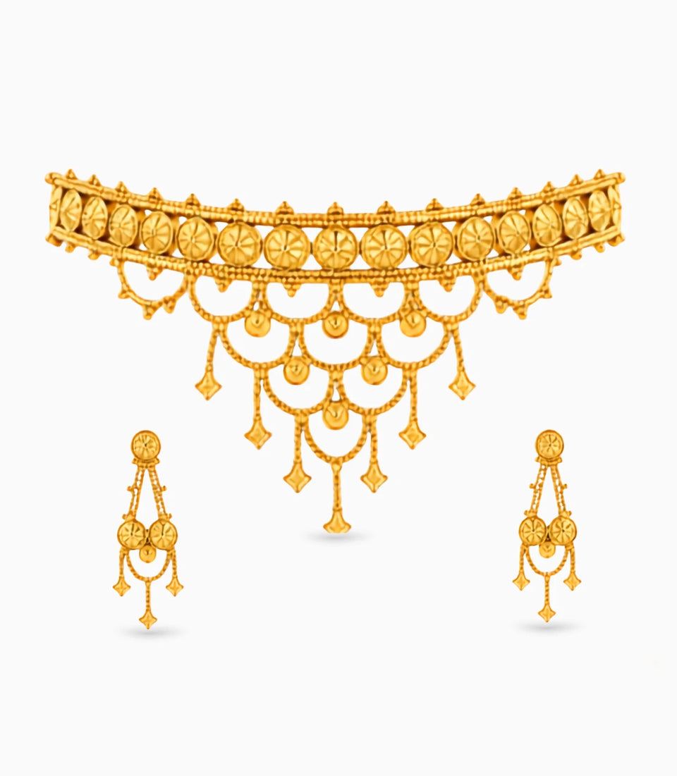 Gold Plated Wedding Chandrika Coin Choker