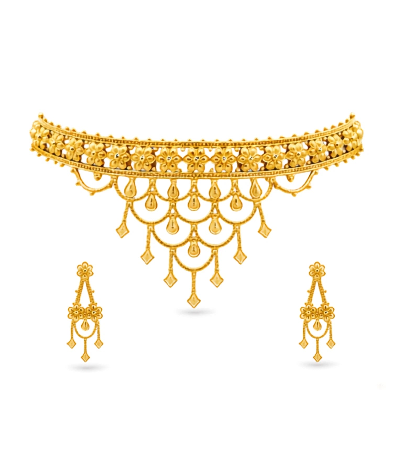 Gold Plated Wedding Floral Coin Choker