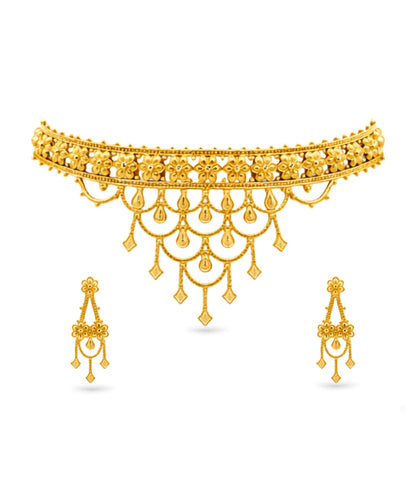 Gold Plated Wedding Floral Coin Choker