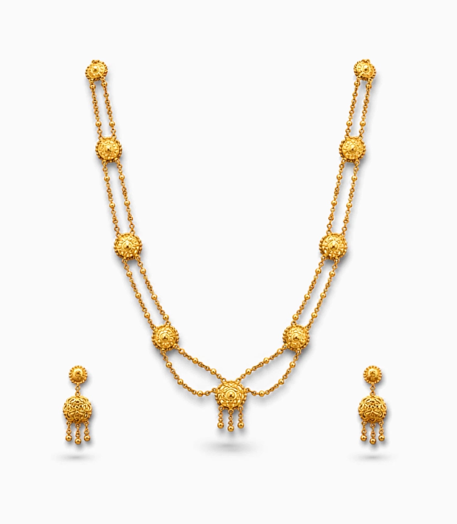 Gold Plated Long Layered Necklace